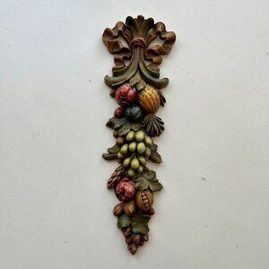 VTG Syroco Fruit Wall Plaque Grapes Pomegranate Harvest Decor